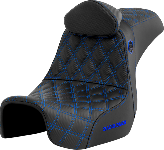 Saddlemen SDC Pro Series Blue Lattice Seat & Backrest fits 2006-2017 Harley Dyna