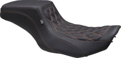 Mustang Squareback Orange Diamond Stitch Seat fits 2023-2026 Harley Touring FLTR