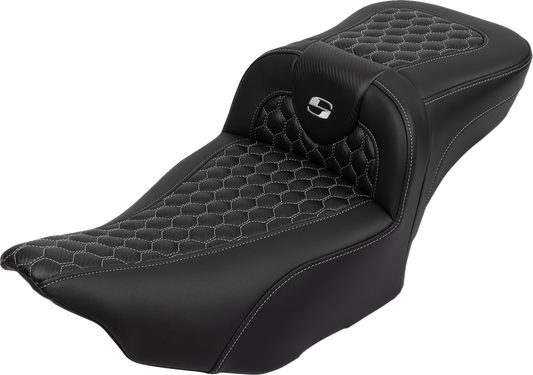 Saddlemen Roadsofa Silver Honeycomb Extended Seat Backrest 23-25 Harley Touring