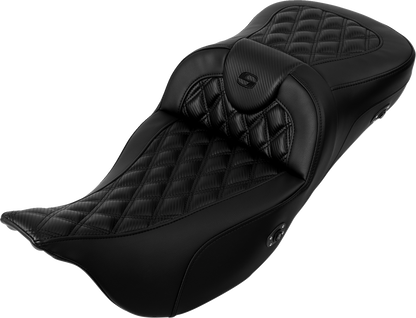 Saddlemen Roadsofa CF Lattice Extended Heated Gel Seat for 08-24 Harley Touring