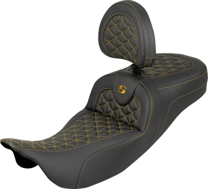 Saddlemen Roadsofa Gold Tri-Gripper Seat & Backrest for 2008-2025 Harley Touring