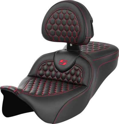 Saddlemen Roadsofa Red Honeycomb Gel Seat & Backrest 2008-2025 Harley Touring