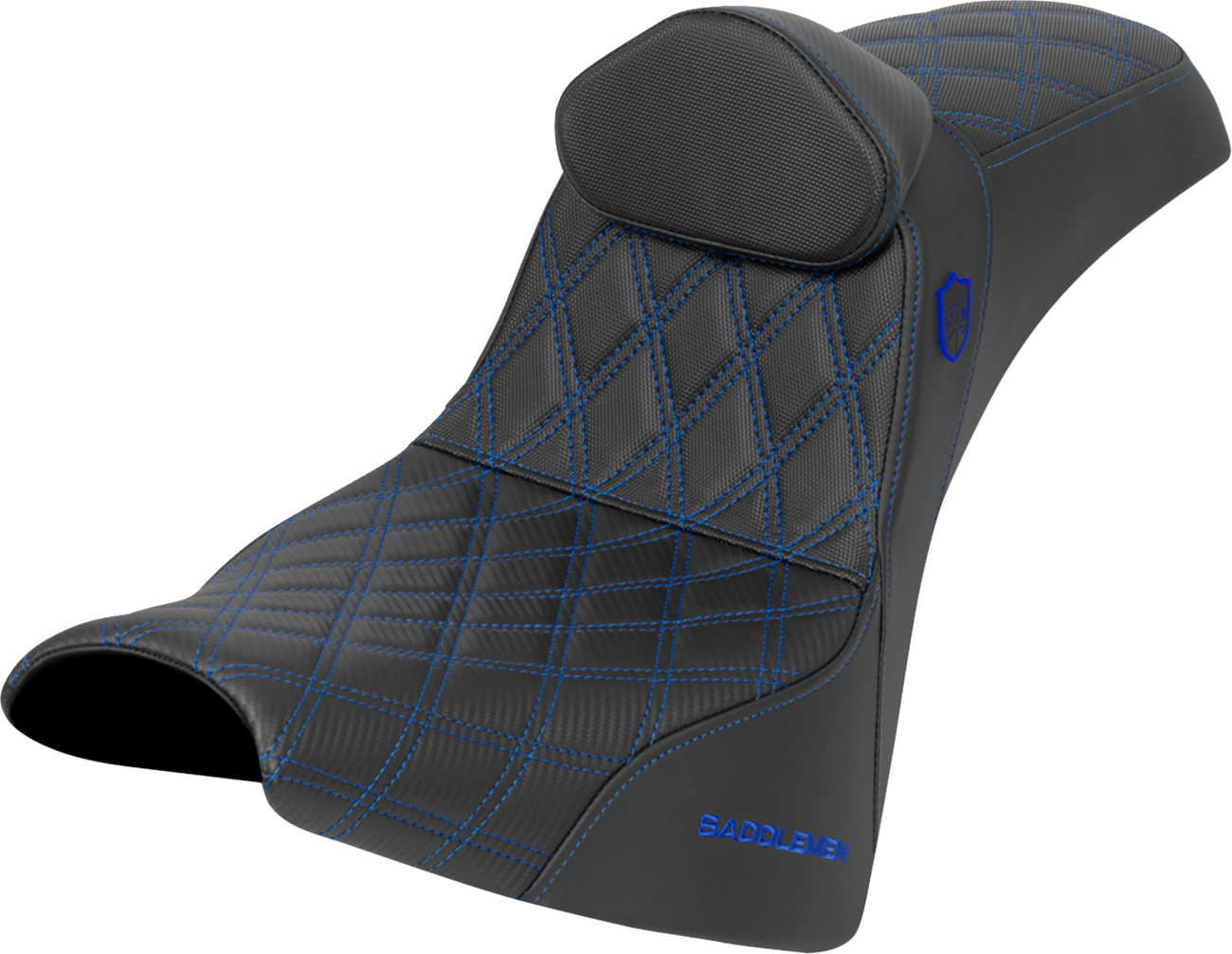 Saddlemen SDC Blue Lattice Seat & Backrest for 2018-26 Harley Softail FXBB FXST