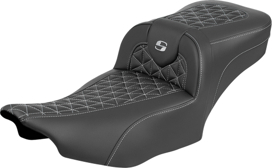 Saddlemen Roadsofa Silver Tri Gripper Extended Seat for 2023-2026 Harley Touring