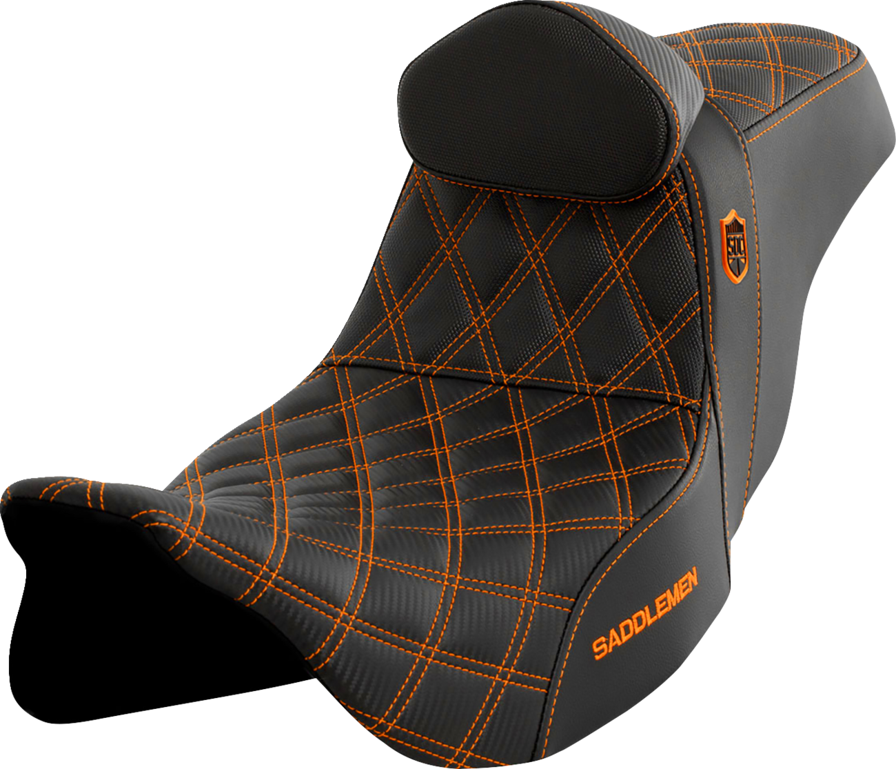 Saddlemen SDC Pro Series Orange Lattice Seat & Backrest for 08-24 Harley Touring