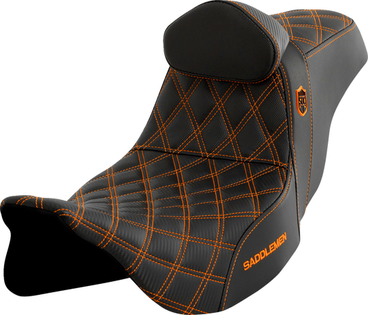 Saddlemen SDC Pro Series Orange Lattice Seat & Backrest for 08-24 Harley Touring