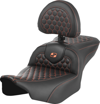 Saddlemen Roadsofa Orange Honeycomb Gel Seat & Backrest 2023-2026 Harley Touring