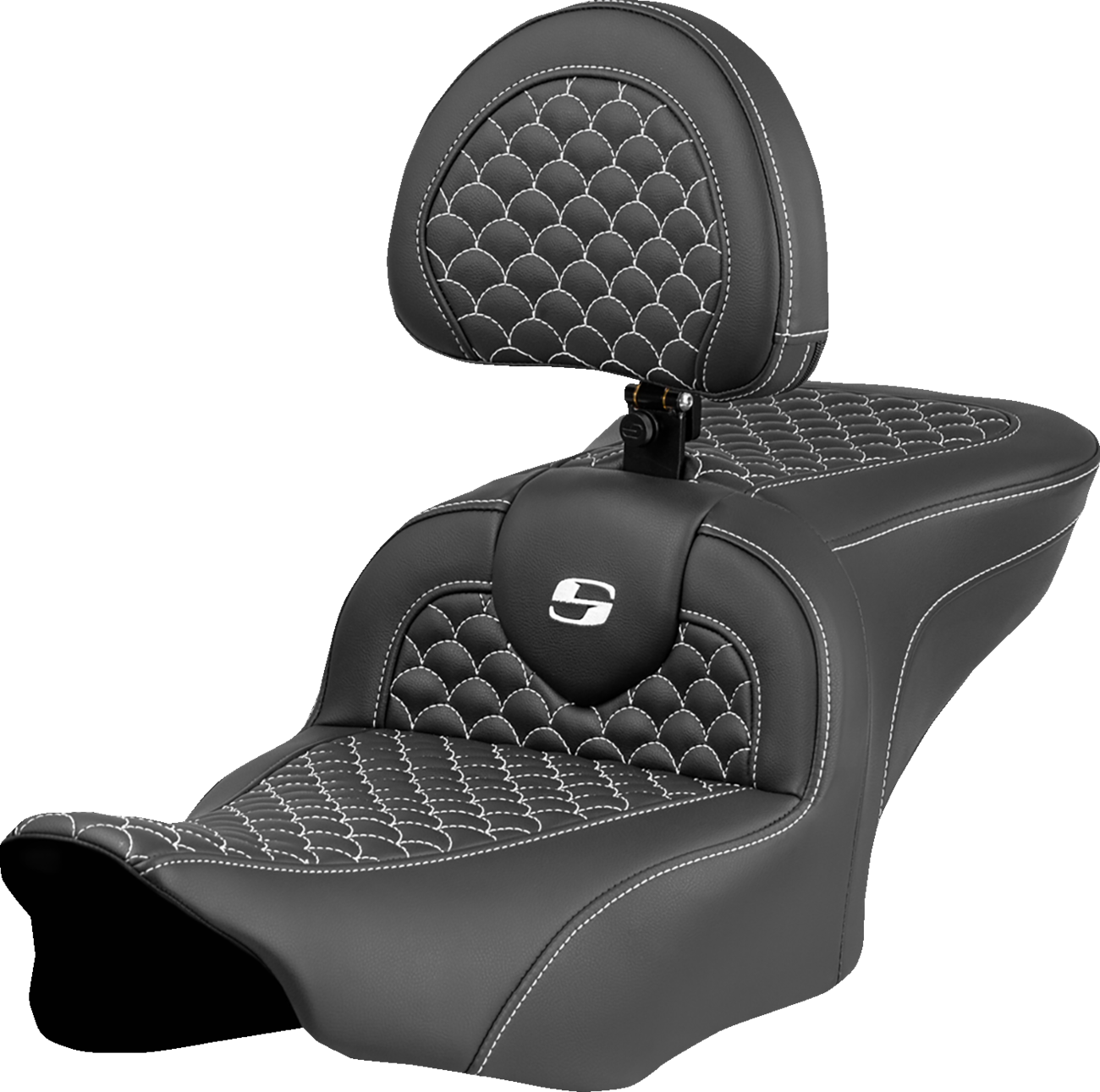 Saddlemen Roadsofa White Stitch with Backrest Seat fits 2023-2025 Harley Touring