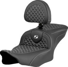 Saddlemen Roadsofa White Stitch with Backrest Seat fits 2023-2026 Harley Touring