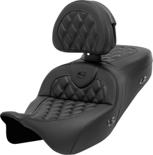 Saddlemen Roadsofa Carbon Lattice Heated Seat w/ Backrest 2008-25 Harley Touring