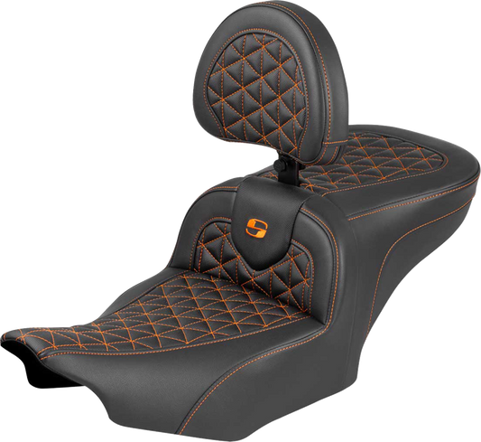 Saddlemen Roadsofa Orange Tri Gripper Seat & Backrest for 2023-25 Harley Touring