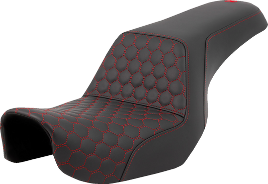 Saddlemen Step Up Red Honeycomb Stitch Seat fits 2006-2017 Harley Dyna FXD FLD