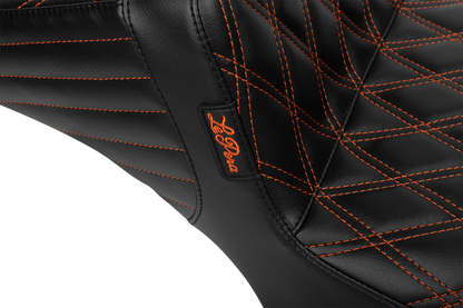 Le Pera Tailwhip Daddy Long Leg Orange Diamond Seat for 2023-2025 Harley Touring