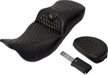 Saddlemen Roadsofa Gold Honeycomb Extended Seat w/ Backrest 08-25 Harley Touring