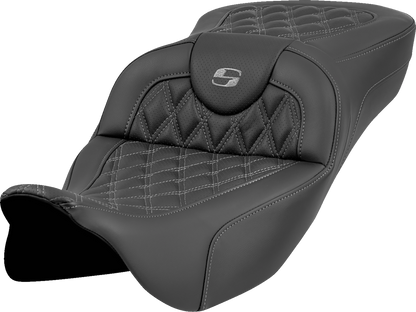 Saddlemen Roadsofa Gray Lattice Extended Gel Seat fits 2008-2025 Harley Touring