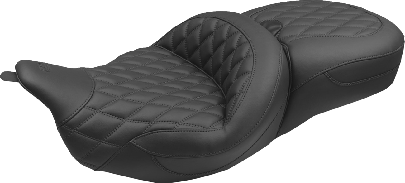 Mustang Super Tour Extended Diamond Stitch Seat fits 2008-2025 Harley Touring