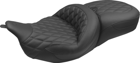 Mustang Super Tour Extended Diamond Stitch Seat fits 2008-2025 Harley Touring