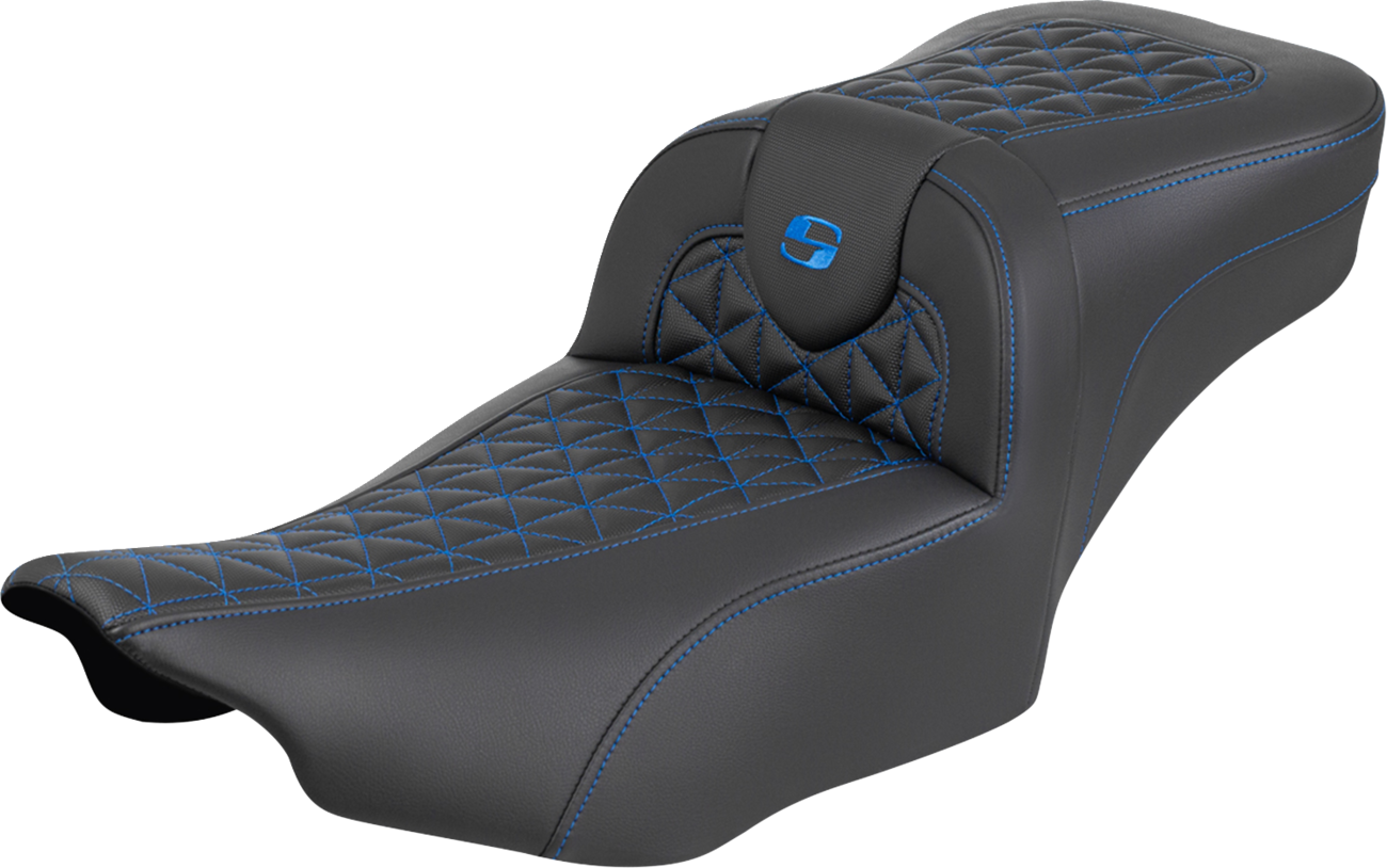 Saddlemen Roadsofa Blue Tri Gripper Extended Seat for 2023-2025 Harley Touring