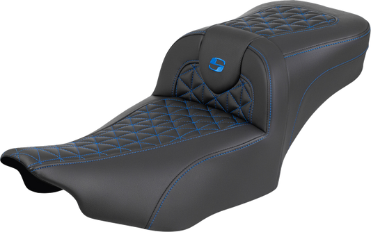 Saddlemen Roadsofa Blue Tri Gripper Extended Seat for 2023-2025 Harley Touring