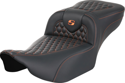 Saddlemen Roadsofa Orange Honeycomb Extended Gel Seat for 2023-26 Harley Touring
