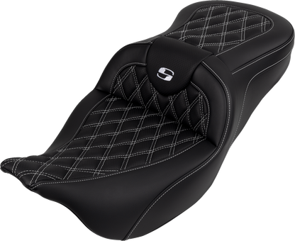 Saddlemen Roadsofa White Lattice Gel Seat & Backrest for 2008-24 Harley Touring