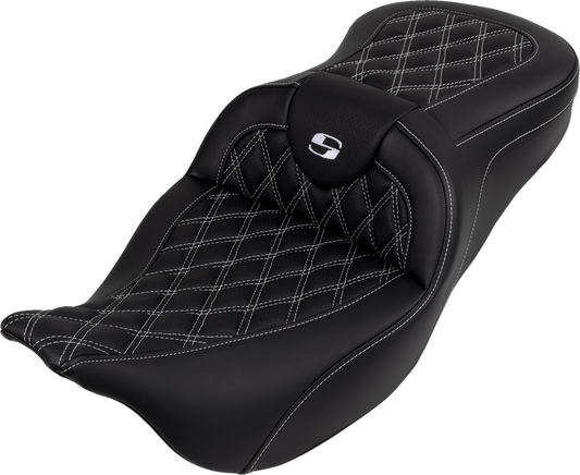 Saddlemen Roadsofa White Lattice Gel Seat & Backrest for 2008-24 Harley Touring