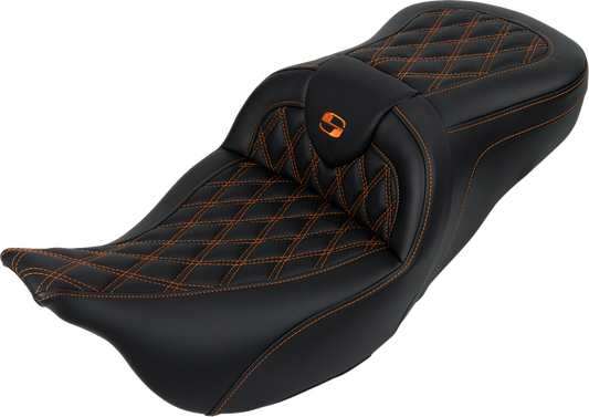 Saddlemen Roadsofa Orange Lattice Gel Seat & Backrest for 2008-24 Harley Touring