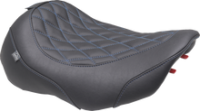 Mustang Wide Tripper Blue Diamond Solo Seat & Backrest for 23-26 Harley Touring