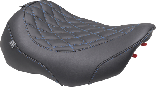 Mustang Wide Tripper Blue Diamond Solo Seat for 2023-25 Harley Road Street Glide