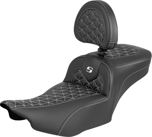 Saddlemen Roadsofa White TriGrip Extended Seat Backrest for 23-25 Harley Touring