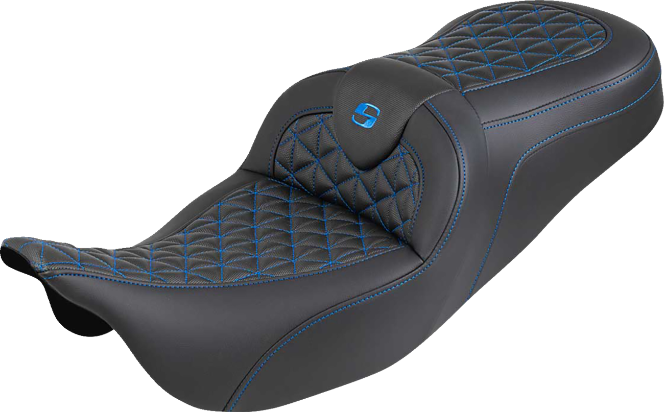 Saddlemen Roadsofa Blue Tri Gripper Gel Seat for 2008-2025 Harley Touring FLHX