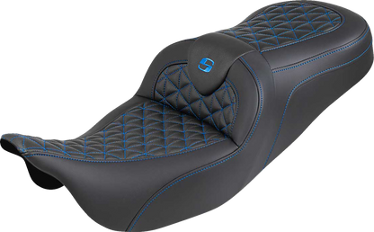 Saddlemen Roadsofa Blue Tri Gripper Gel Seat for 2008-2025 Harley Touring FLHX