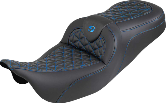 Saddlemen Roadsofa Blue Tri Gripper Gel Seat for 2008-2025 Harley Touring FLHX