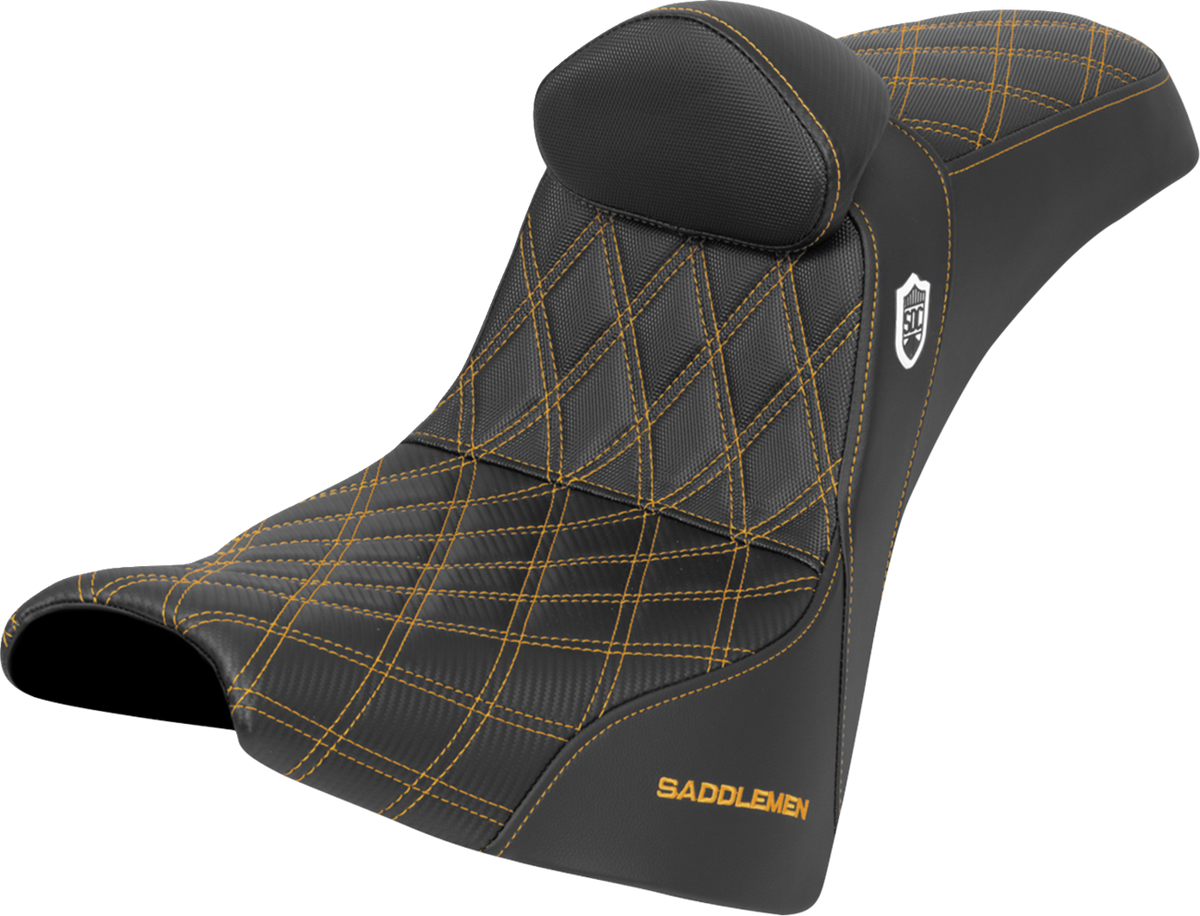 Saddlemen SDC Gold Lattice Seat & Backrest for 2018-26 Harley Softail FXBB FXST