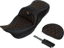Saddlemen Roadsofa Orange Lattice Gel Seat & Backrest for 2008-25 Harley Touring
