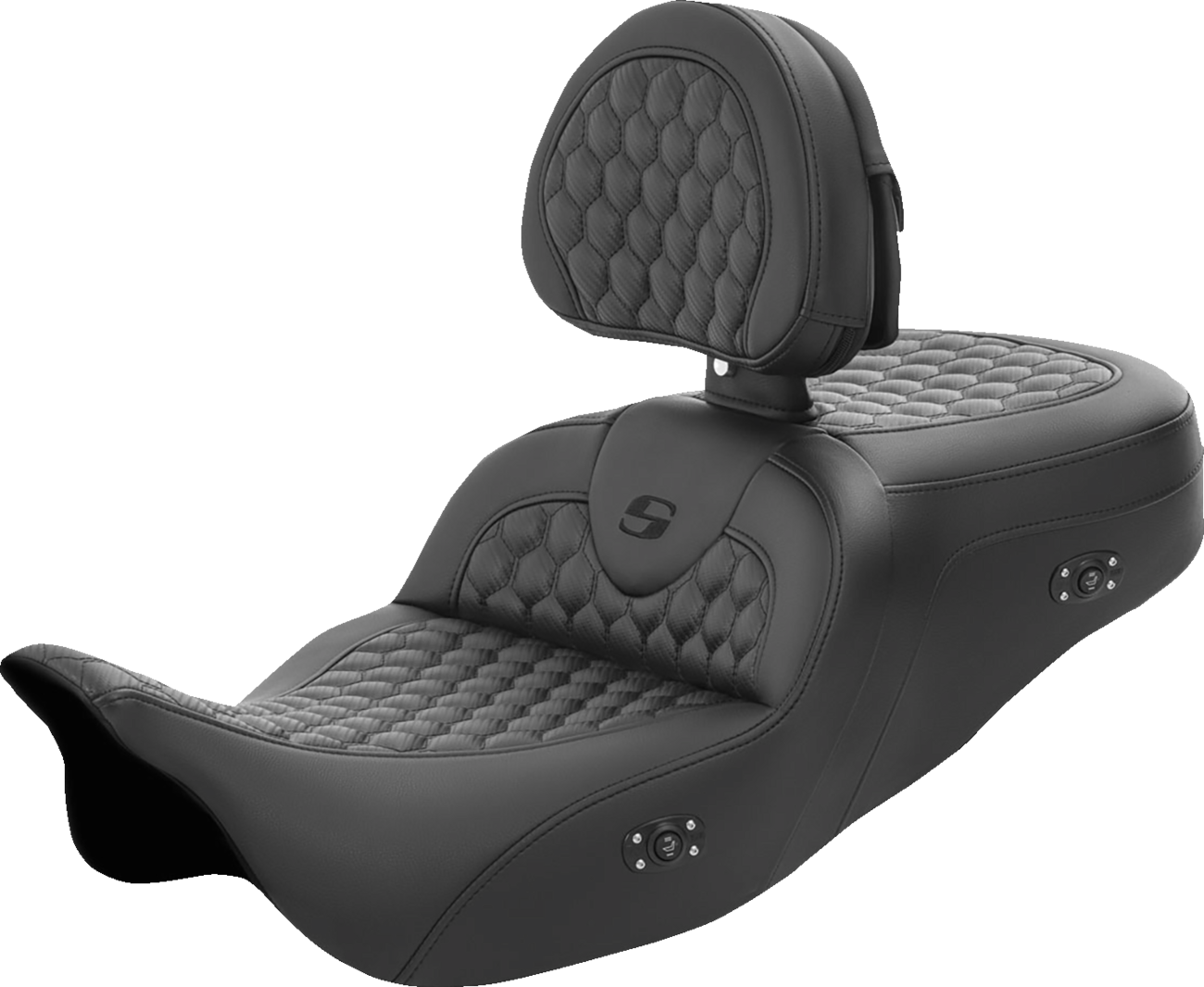 Saddlemen Roadsofa Honeycomb Heated Seat w/ Backrest for 2008-24 Harley Touring