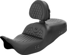 Saddlemen Roadsofa Honeycomb Heated Seat w/ Backrest for 2008-25 Harley Touring