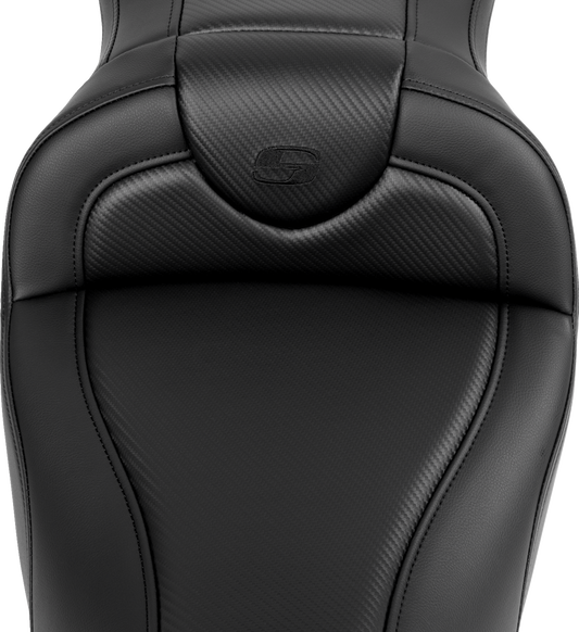 Saddlemen Roadsofa Black Carbon Fiber Gel Seat fits 2008-2024 Harley Touring