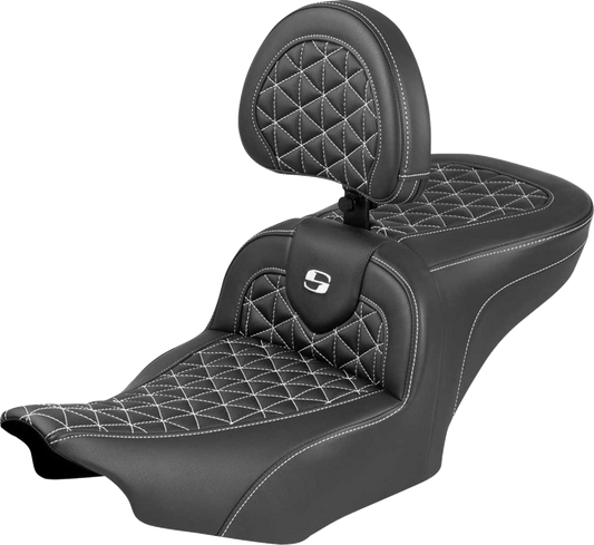 Saddlemen Roadsofa White Tri Gripper Seat & Backrest for 2023-25 Harley Touring