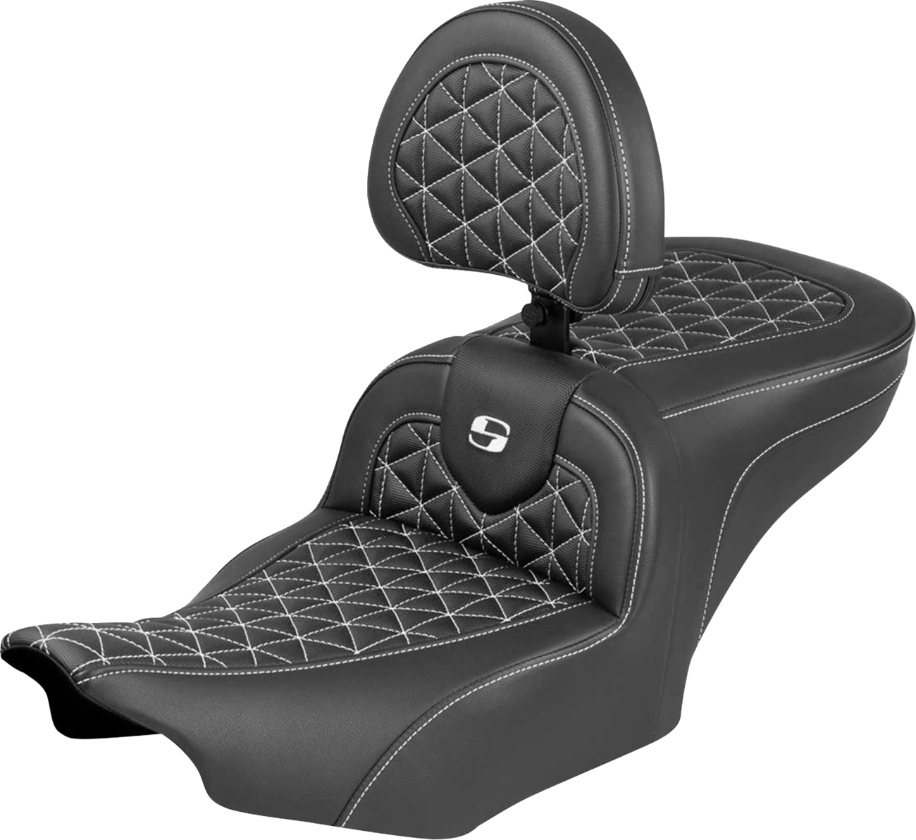 Saddlemen Roadsofa White Tri Gripper Seat & Backrest for 2023-26 Harley Touring