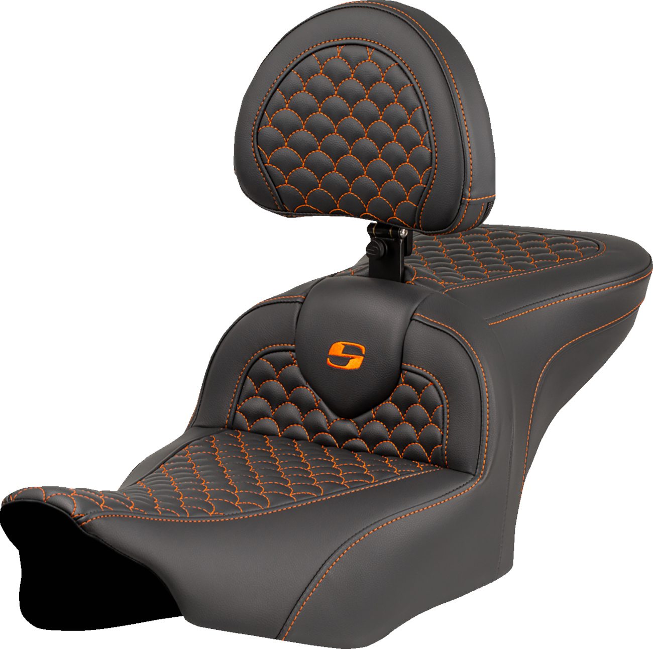 Saddlemen Roadsofa Orange Stitch with Backrest Seat fits 2023-25 Harley Touring