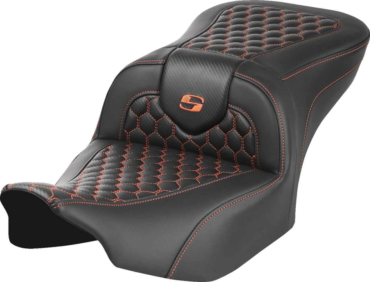 Saddlemen Roadsofa Orange Honeycomb Stitch Gel Seat for 2023-2025 Harley Touring