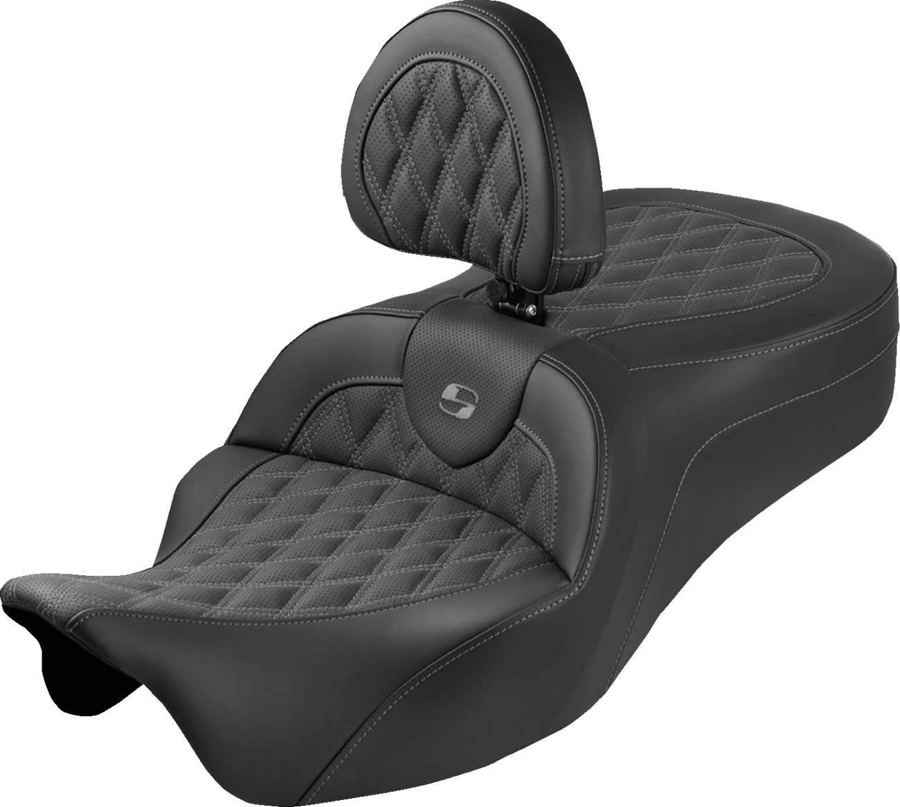 Saddlemen Roadsofa King Gray Lattice Seat & Backrest for 2008-25 Harley Touring