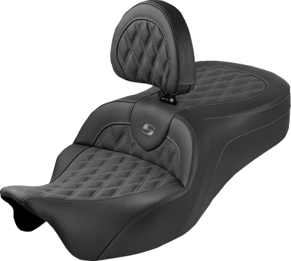 Saddlemen Roadsofa King Gray Lattice Seat & Backrest for 2008-25 Harley Touring