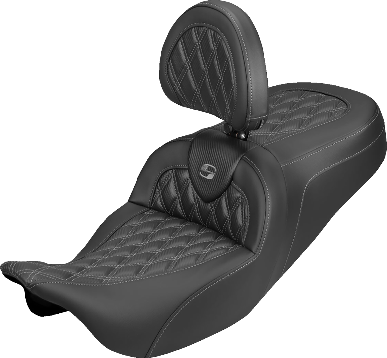 Saddlemen Roadsofa Gray Lattice Carbon Seat & Backrest for 08-25 Harley Touring
