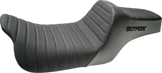 Slyfox Highnoon Black Classic Stitch 2 Up Seat fits 2008-2024 Harley Touring