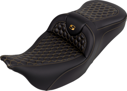 Saddlemen Roadsofa Gold Honeycomb Stitch Gel Seat fits 2008-2023 Harley Touring
