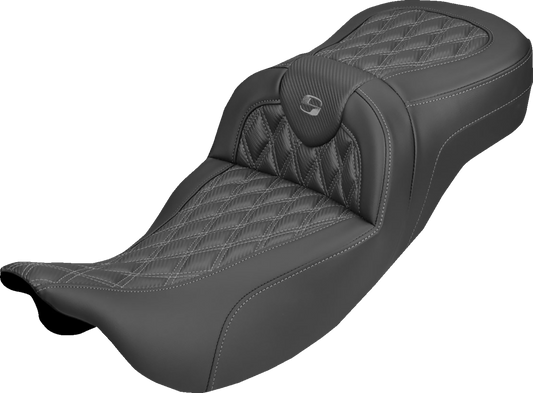 Saddlemen Roadsofa Gray Lattice Carbon Extended Seat for 2008-25 Harley Touring