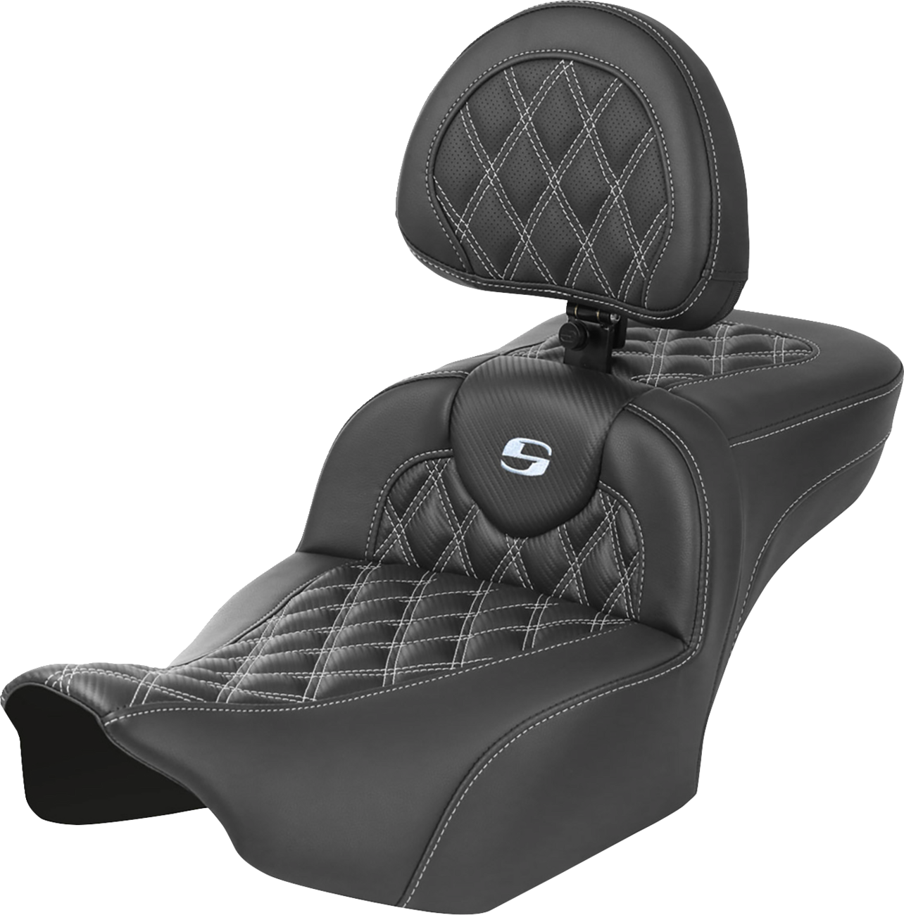 Saddlemen Roadsofa Silver Lattice Extended Seat w/ Backrest 23-25 Harley Touring