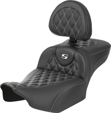 Saddlemen Roadsofa Silver Lattice Extended Seat w/ Backrest 23-26 Harley Touring